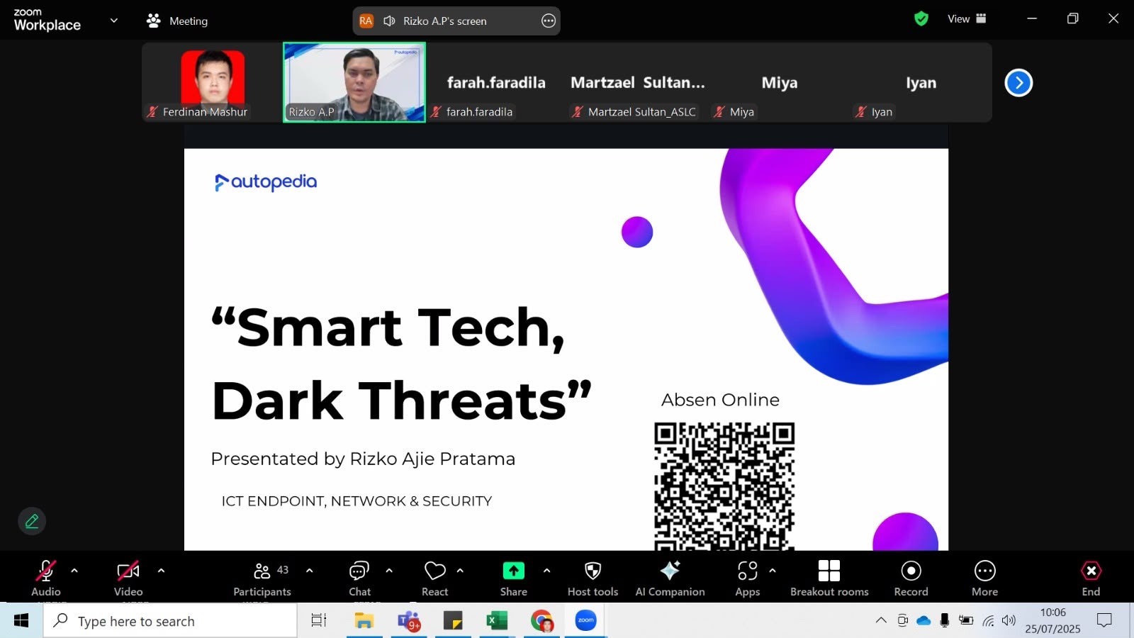 Sesi online membawakan materi security awareness